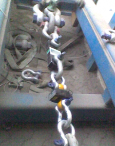 Load cell calibration using shackles